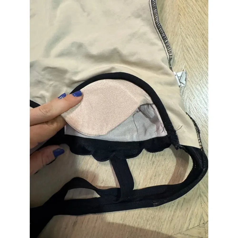 Carol Wior vintage shell bra black one piece swimsuit size 10